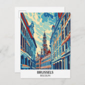 Brussel België Retro Kunstwerk Reizen Briefkaart (Voorkant / Achterkant)