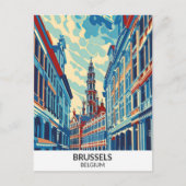 Brussel België Retro Kunstwerk Reizen Briefkaart (Voorkant)