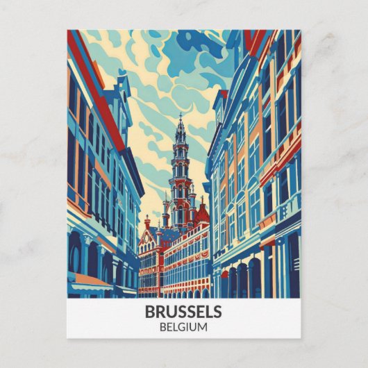 Brussel België Retro Kunstwerk Reizen Briefkaart (Voorkant)