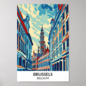 Brussel België Retro Kunstwerk Reizen Poster (Voorkant)