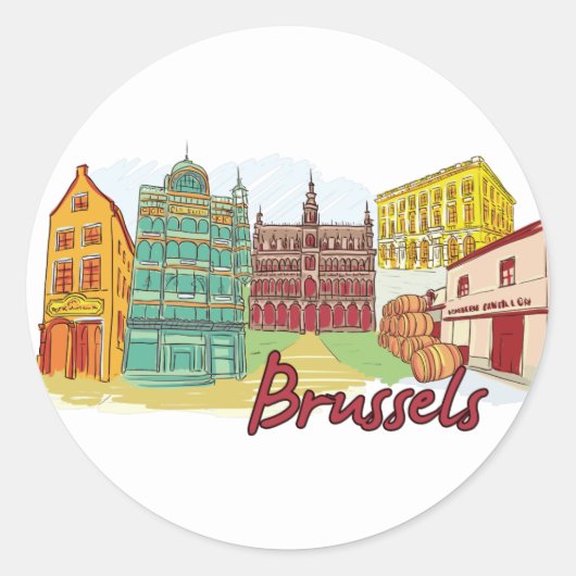 Brussel België Ronde Sticker (Voorkant)