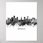 Brussel België Skyline BW Poster (Voorkant)