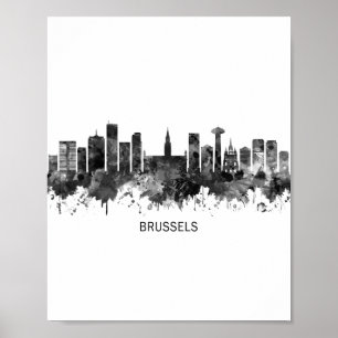 Brussel België Skyline BW Poster