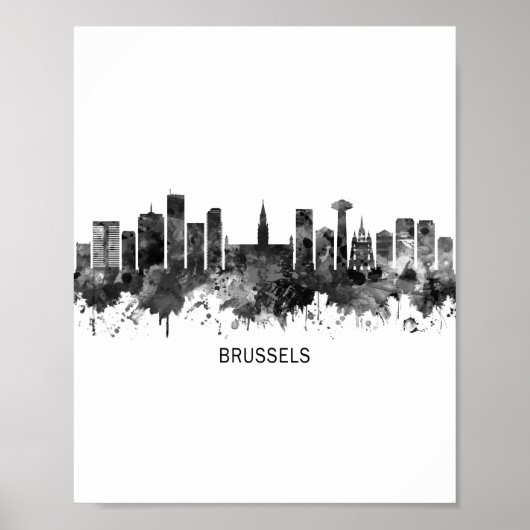 Brussel België Skyline BW Poster (Voorkant)
