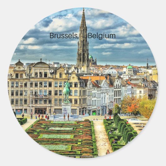 Brussel, België stadsgezicht foto Ronde Sticker (Voorkant)