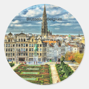 Brussel, België stadsgezicht foto Ronde Sticker