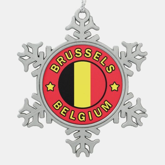 Brussel België Tin Sneeuwvlok Ornament (Voorkant)