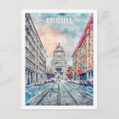 Brussel België Travel Place Waterverf Briefkaart (Voorkant)