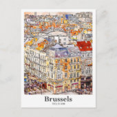 Brussel België Travel Waterverf Hand getekend Briefkaart (Voorkant)