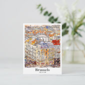 Brussel België Travel Waterverf Hand getekend Briefkaart (Staand voorkant)