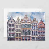Brussel België Waterverf Briefkaart (Voorkant / Achterkant)