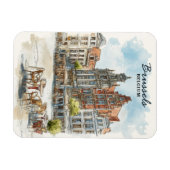 Brussel België – Waterverf Cityscape Magneet (Horizontaal)