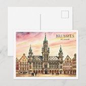 Brussel België Waterverf Grand Palace Feestdagenkaart (Voorkant / Achterkant)