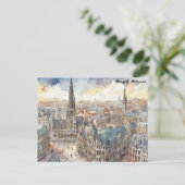 Brussel België Waterverf schilderij Panorama Uitzi Briefkaart (Staand voorkant)