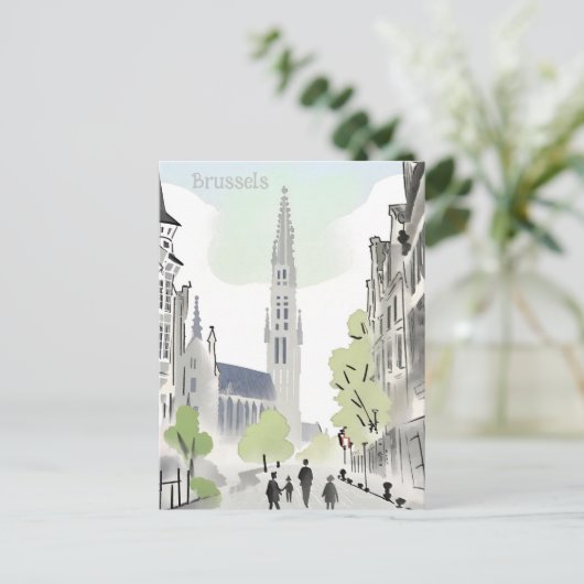 Brussel, België waterverfschilderij Briefkaart (Staand voorkant)