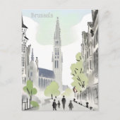 Brussel, België waterverfschilderij Briefkaart (Voorkant)