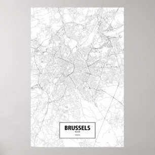 Brussel, België (zwart op wit) Poster