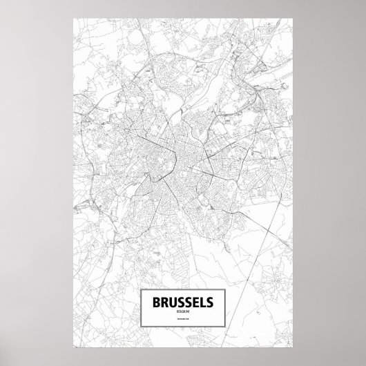 Brussel, België (zwart op wit) Poster (Voorkant)