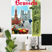 Brussel, centrum van de stad, België. Vintage Poster (Thuiskantoor)