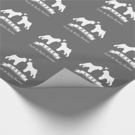 Brussel Griffon bruiloft paar met aangepaste tekst Cadeaupapier (Hoek)