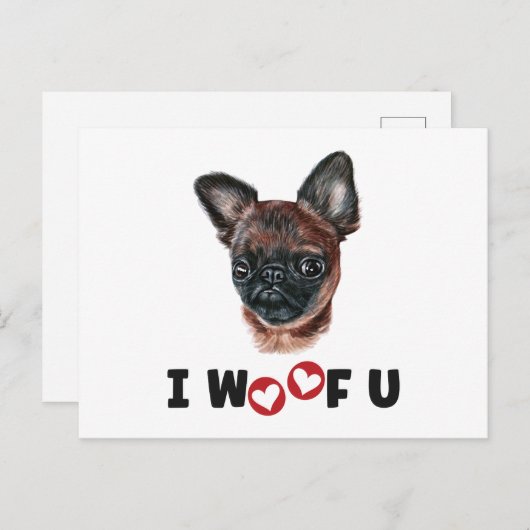 Brussel Griffon Dog I Wof U Uitnodiging Briefkaart (Voorkant / Achterkant)