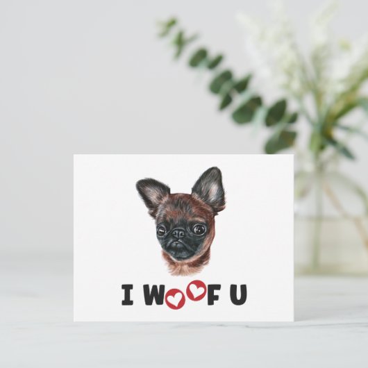 Brussel Griffon Dog I Wof U Uitnodiging Briefkaart (Staand voorkant)