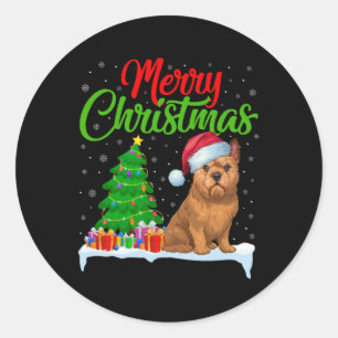 Brussel Griffon Hond Kerstboom Lights Xmas Do Ronde Sticker