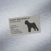 Brussel Griffon Hond Silhouet Hout Graan Stijl Visitekaartje Magneet (Voorbeeld)