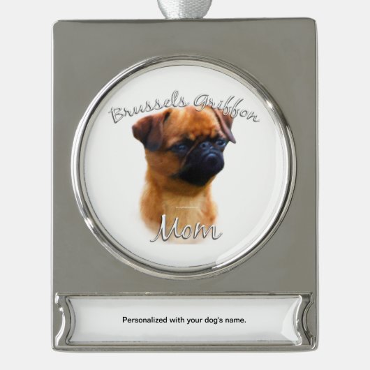 Brussel Griffon Moeder 2 Verzilverd Banner Ornament (Voorkant)