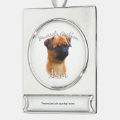 Brussel Griffon Moeder 2 Verzilverd Banner Ornament (Links)