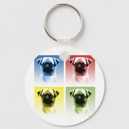 Brussel Griffon Pop Kunst Sleutelhanger (Voorkant)