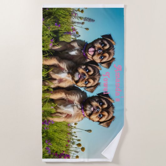 Brussel Griffon Puppies  Strandlaken (Voorkant)