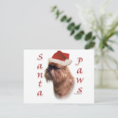 Brussel Griffon Santa Paws Feestdagenkaart (Staand voorkant)