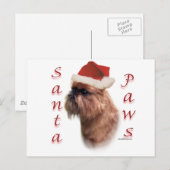 Brussel Griffon Santa Paws Feestdagenkaart (Voorkant / Achterkant)