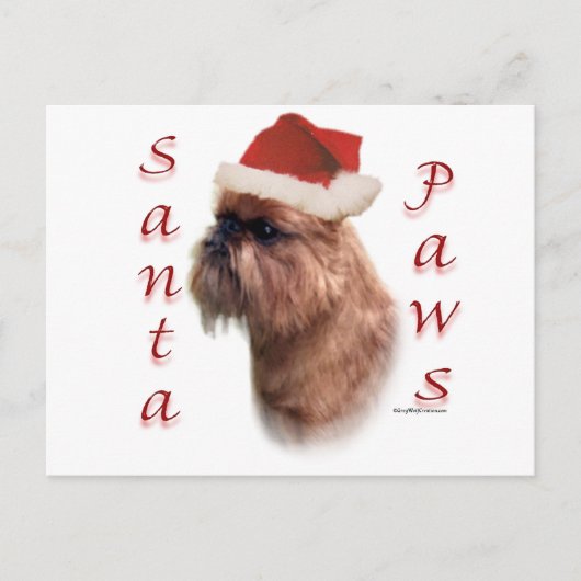 Brussel Griffon Santa Paws Feestdagenkaart (Voorkant)