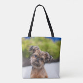 Brussel Griffon Schattige Puppy Dog Canvas tas (Achterkant)