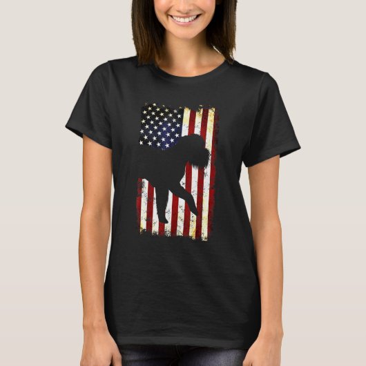 brussel griffon Silhouette amerikaanse vlag 4e van T-shirt (Voorkant)