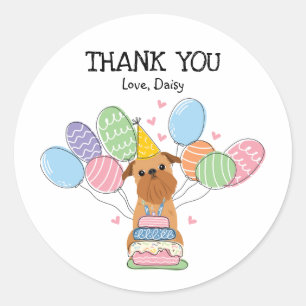 Brussel Griffon Verjaardagsfeestje Favor Tags Stic Ronde Sticker