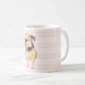 Brussel Griffon Zittend Aquarel in Roze Koffiemok (Voorkant rechts)