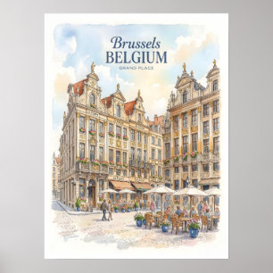 Brussel Grote Markt Historisch Poster