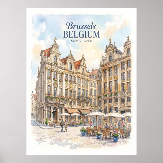 Brussel Grote Markt Historisch Poster (Voorkant)