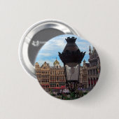 Brussel - Grote Plaats Ronde Button 5,7 Cm (Voorkant /achterkant)