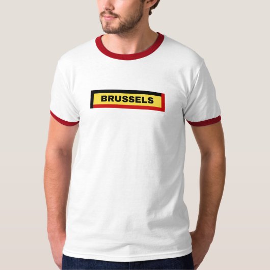 Brussel in België Vlag Kleuren T-shirt (Voorkant)