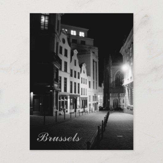 Brussel, nacht briefkaart (Voorkant)