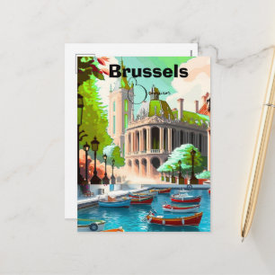 Brussel Reis Kunst ansichtkaart, België Reis Kunst Feestdagenkaart