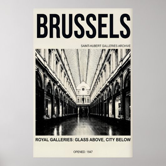 Brussel Reisposter, Glas Arcade, Vintage Poster (Voorkant)
