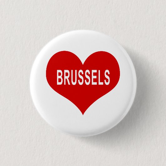 BRUSSEL Rode Liefdeshart Ronde Button 3,2 Cm (Voorkant)