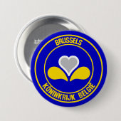 Brussel Ronde Embleem Button 7,6 Cm (Voorkant /achterkant)