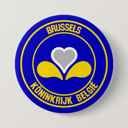 Brussel Ronde Embleem Button 7,6 Cm (Voorkant)