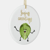brussel spruitje grappige kerstcadeautjes groen keramisch ornament (Rechts)